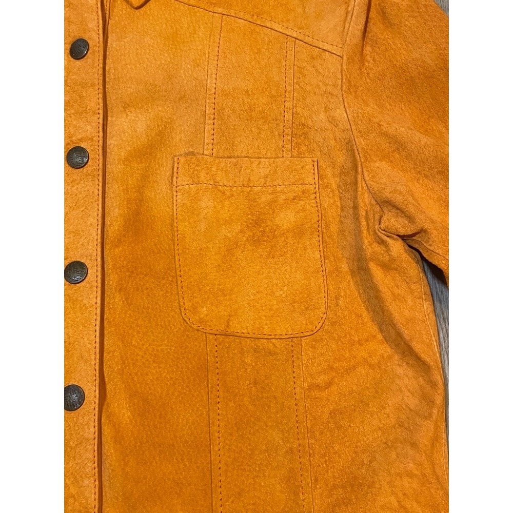 Coldwater Creek Women's M Burnt Orange Genuine Suede Leather Button Down Shirt - Picture 6 of 10